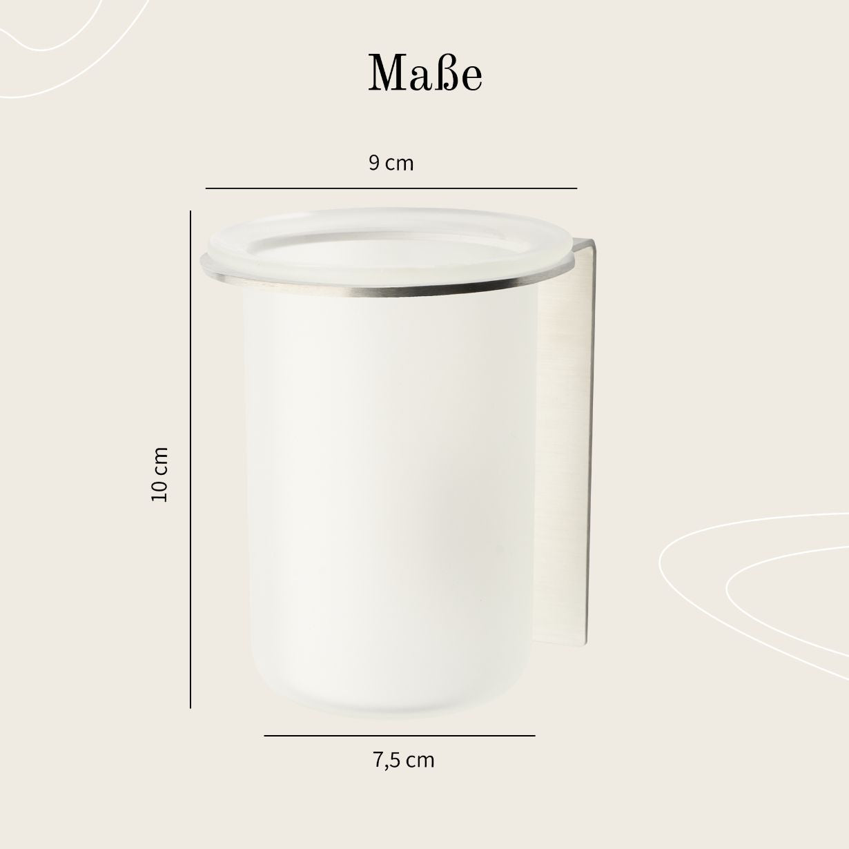 Designfabrik Hamburg Zahnbürstenhalter selbstklebend ohne Bohren aus Glas und Edelstahl