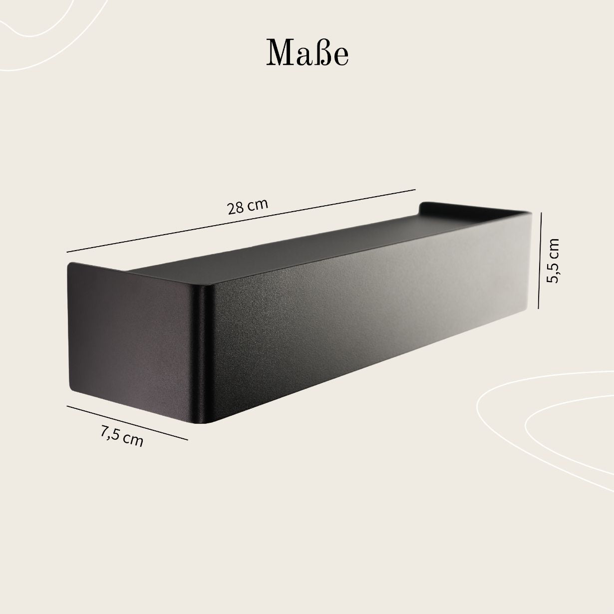 Designfabrik Hamburg minimalistisches Schlüsselbrett aus Metall mit Ablage passend zur Wandgarderobe Maße