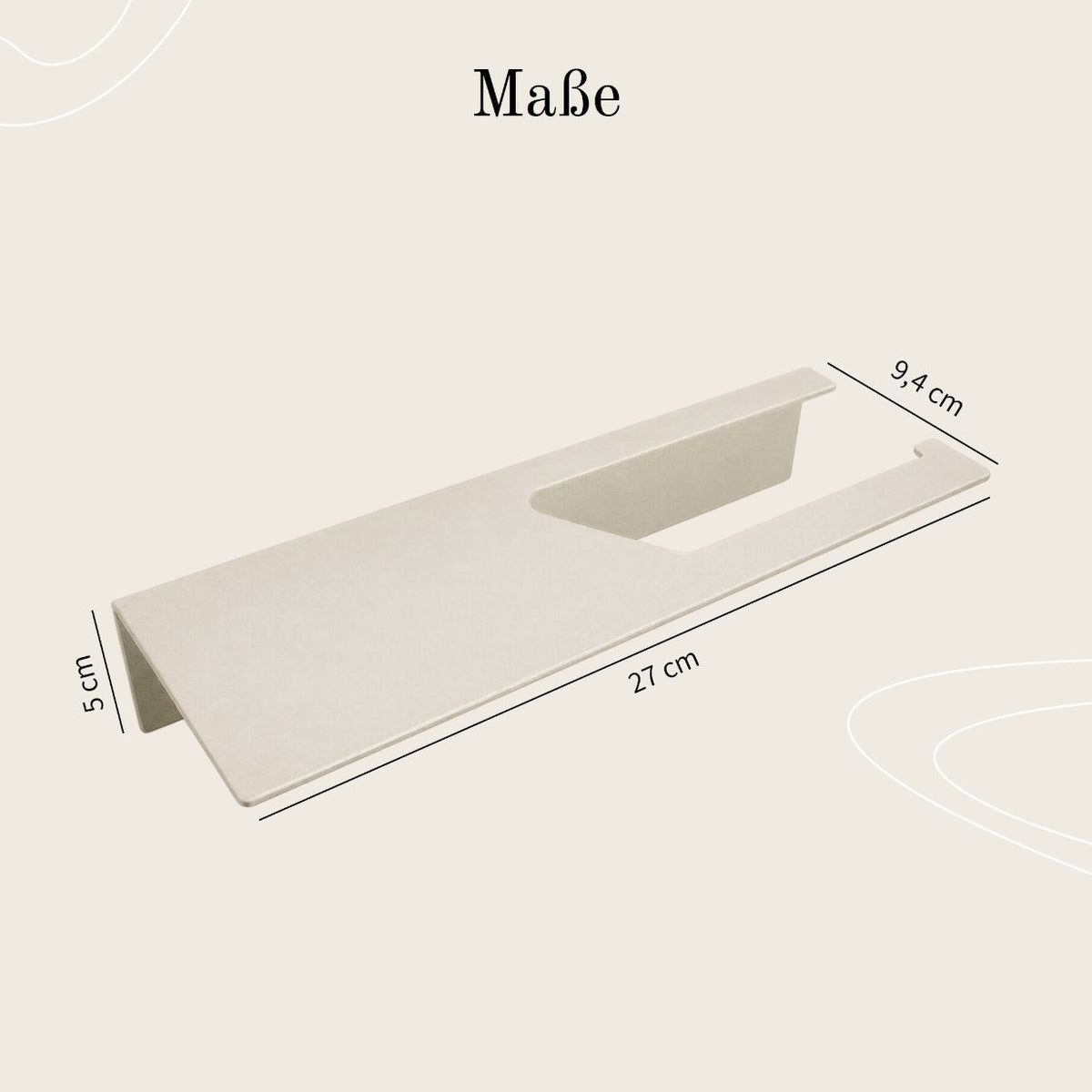 Designfabrik Hamburg Toilettenpapierhalter ohne Bohren mit Ablage zur Wandmontage beige 