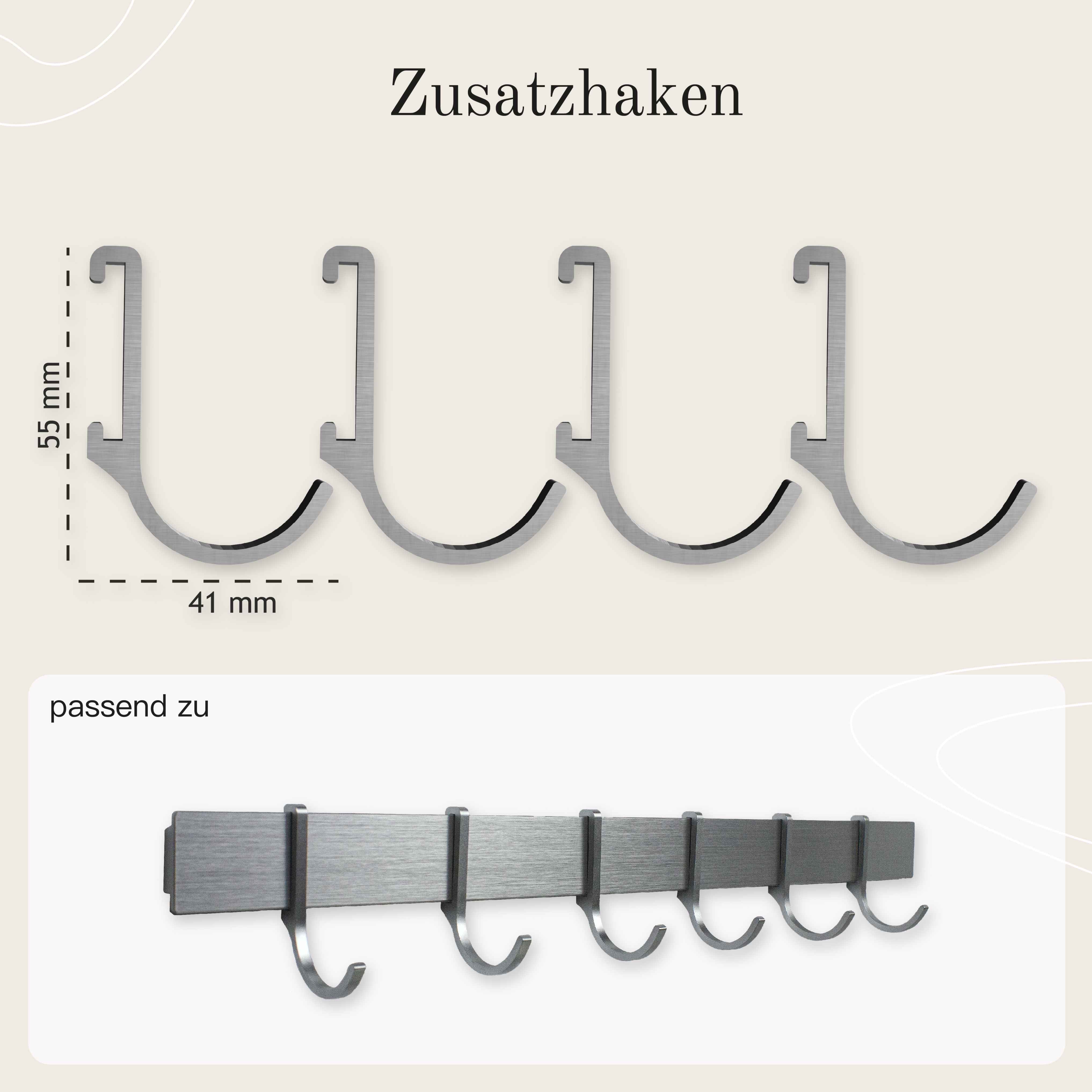 Designfabrik Hamburg Hakenleiste Küche Zusatzhaken silber
