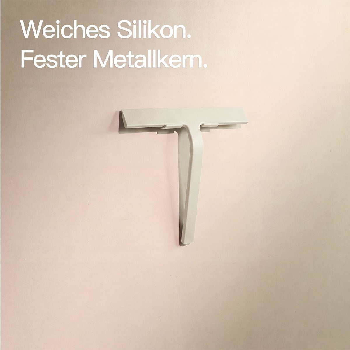 Designfabrik Hamburg Duschabzieher aus Silikon mit zwei verschiedenen Halterungen für Wand und Duschwand beige