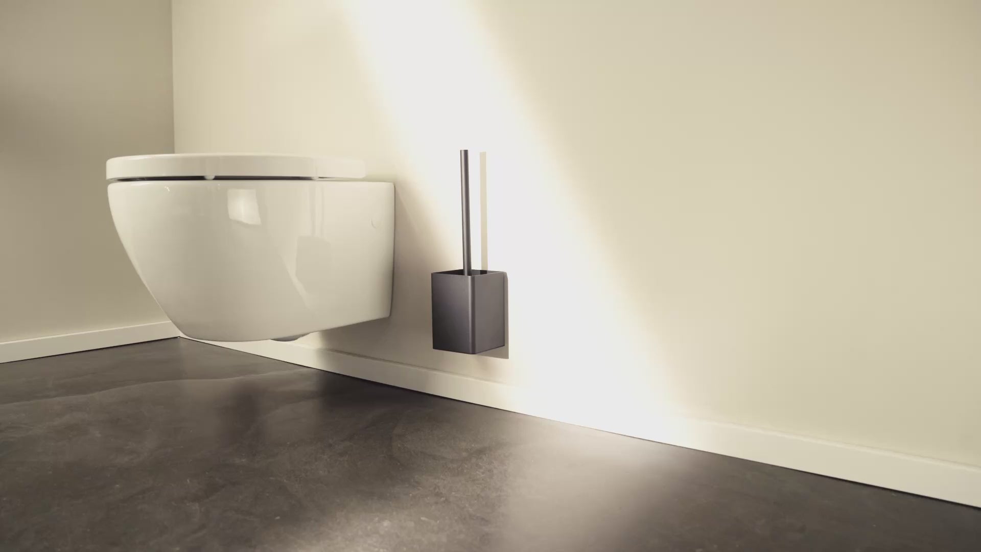 Designfabrik Hamburg Klobürstenhalter aus hochwertigem Metall zur Wandmontage oder zum hinstellenmit hygienischer Silikonbürste